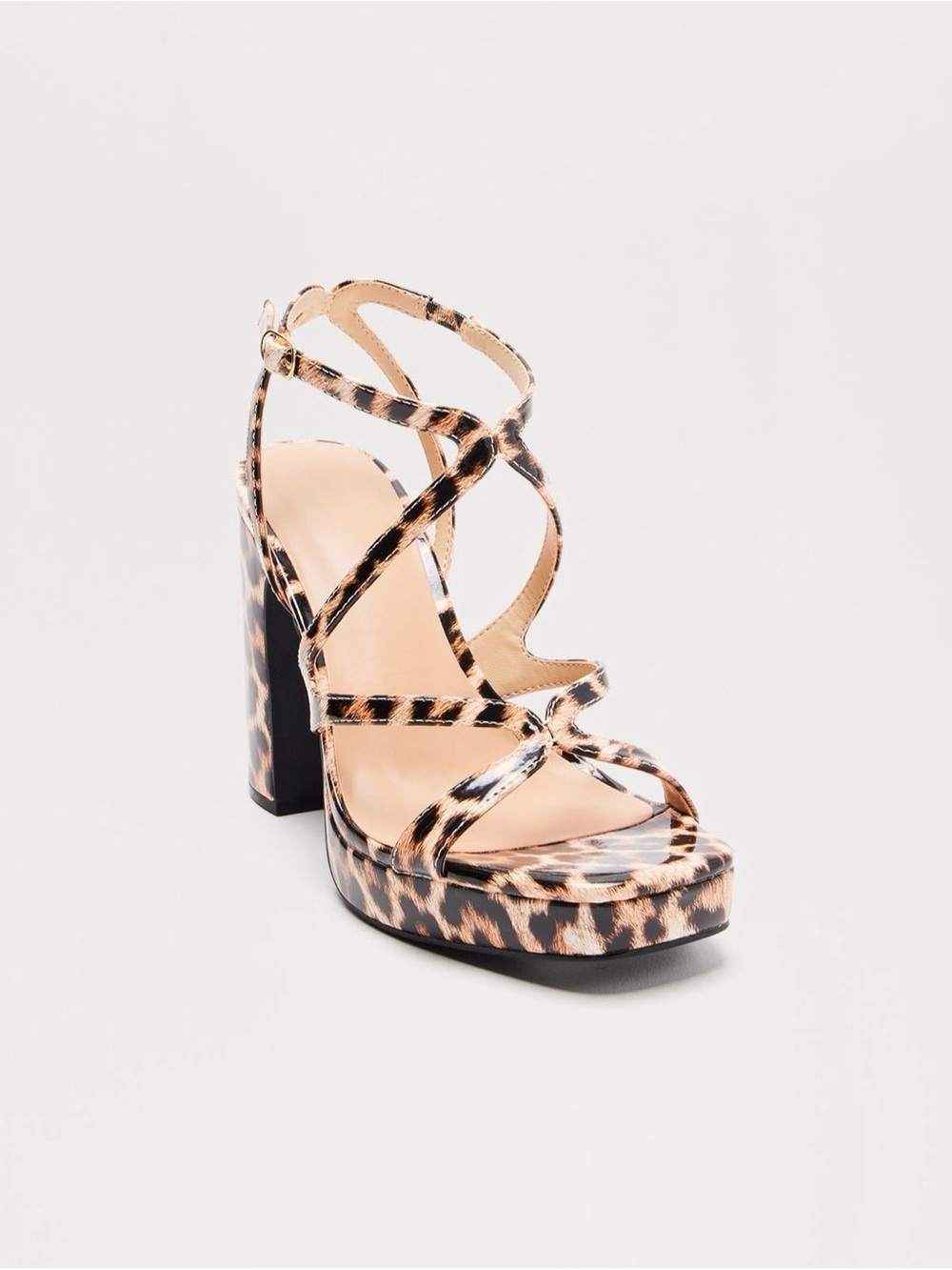 Leopard Print Strappy Platform Heels